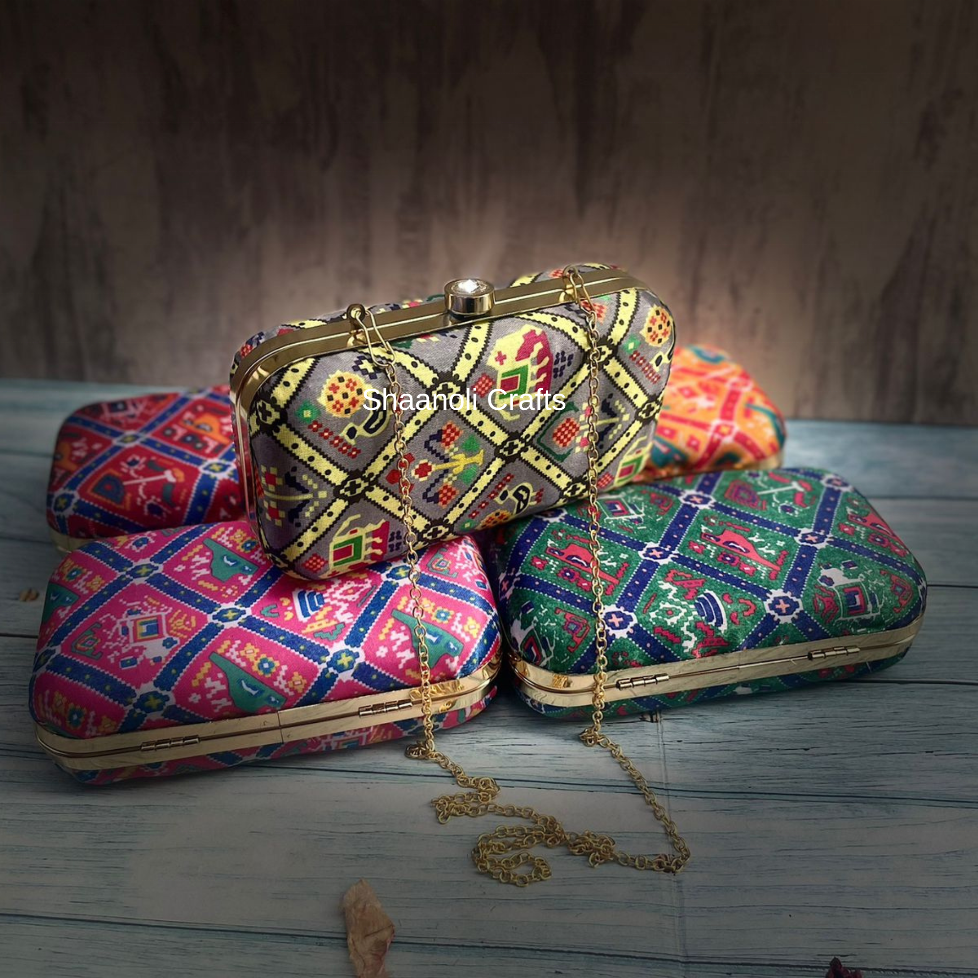 Indian Handmade Women's Printed Clutch Indian Fashion Elegant Hand Bag Fashion Luxury lady Dinner Evening Clutches