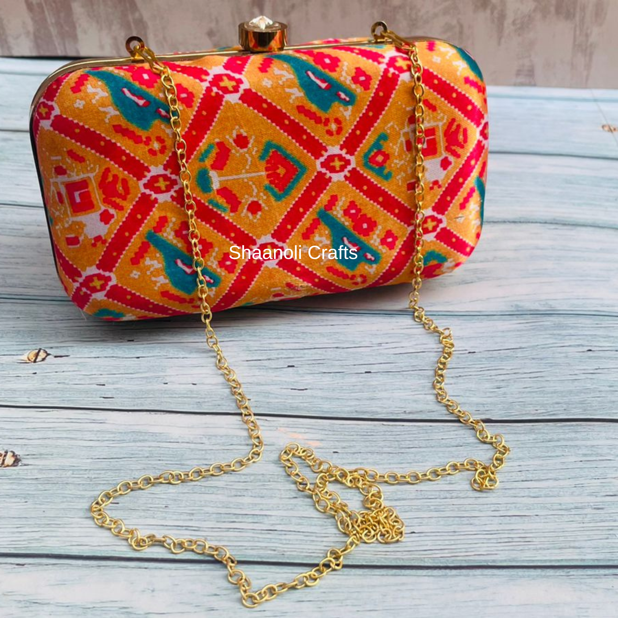 Indian Handmade Women's Printed Clutch Indian Fashion Elegant Hand Bag Fashion Luxury lady Dinner Evening Clutches