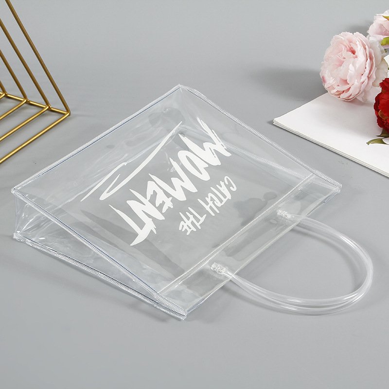 Transparent Clear PVC Bag Custom Printing No Color Tote Bag Swimming Bag for Women