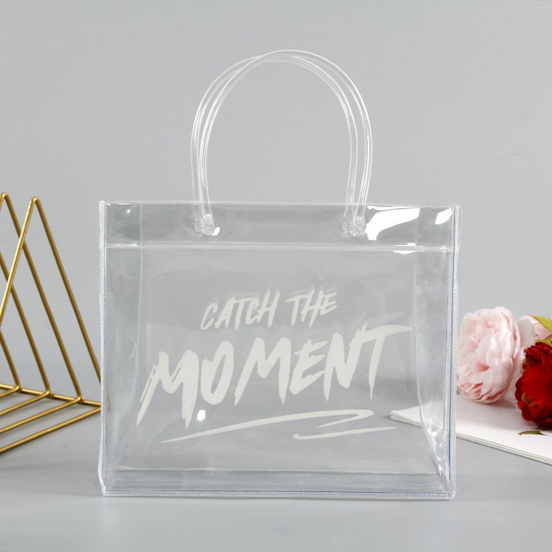 Transparent Clear PVC Bag Custom Printing No Color Tote Bag Swimming Bag for Women