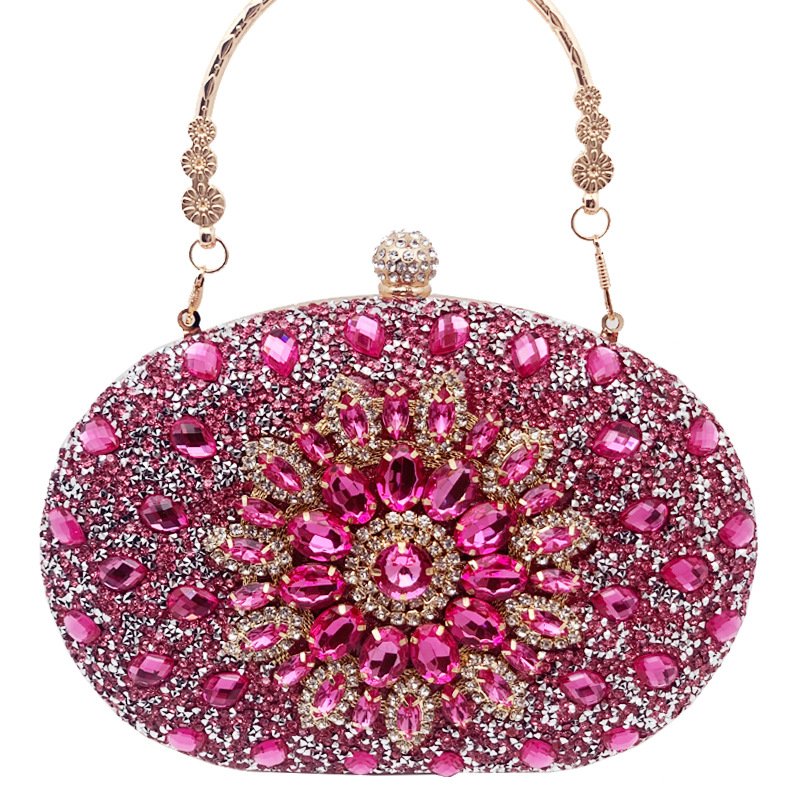 Hot sale adequate stock luxury sunflower diamond party bags women wedding evening bags