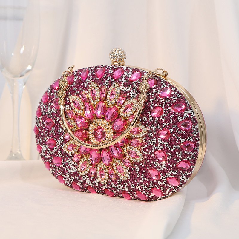 Hot sale adequate stock luxury sunflower diamond party bags women wedding evening bags