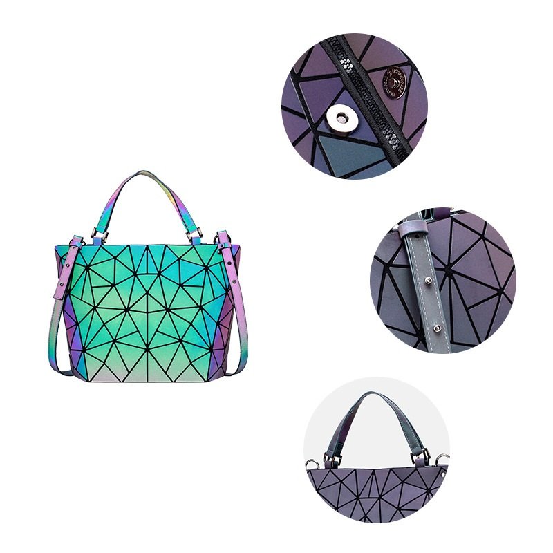 Custom geometric Luminous Clutch hand bag women Shard Lattice purse holographic rainbow crossbody reflective bag