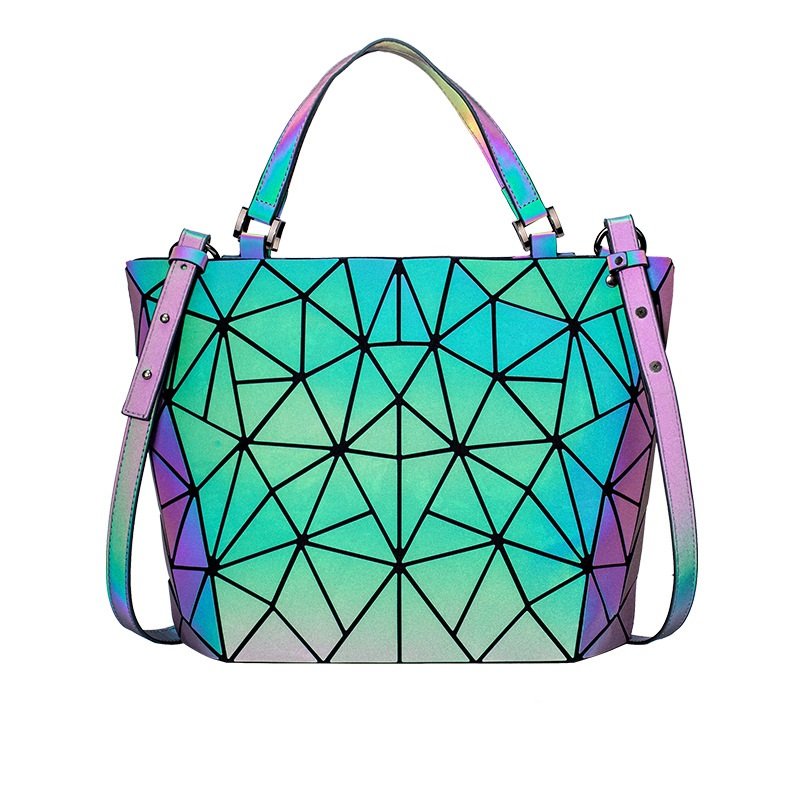 Custom geometric Luminous Clutch hand bag women Shard Lattice purse holographic rainbow crossbody reflective bag