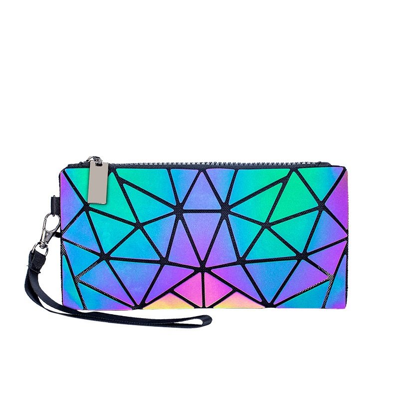 Custom geometric Luminous Clutch hand bag women Shard Lattice purse holographic rainbow crossbody reflective bag