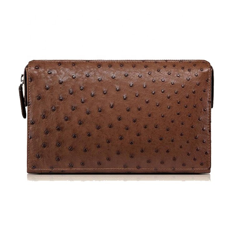 High quality men's stylish genuine ostrich leather skin evening bag