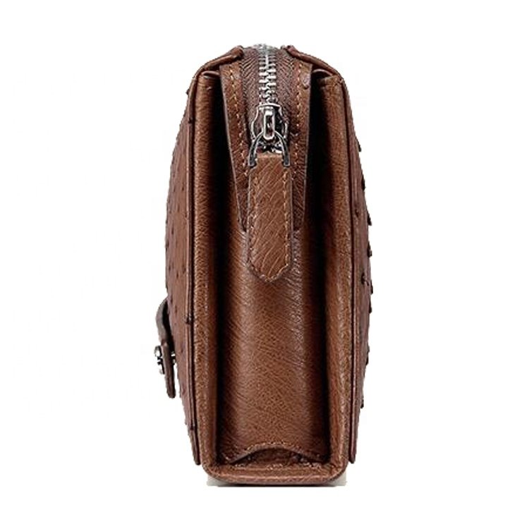 High quality men's stylish genuine ostrich leather skin evening bag