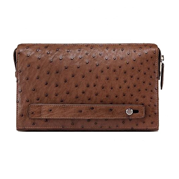 High quality men's stylish genuine ostrich leather skin evening bag