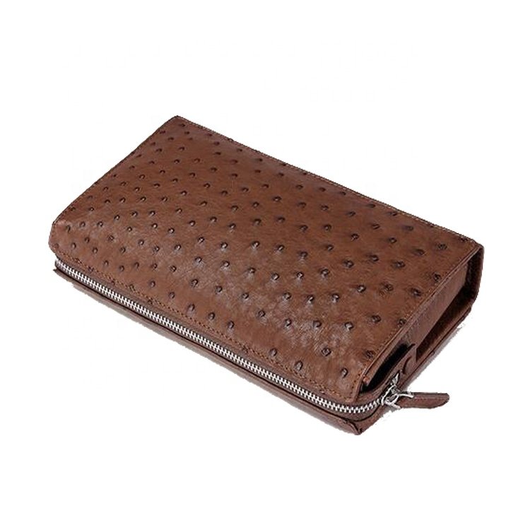 High quality men's stylish genuine ostrich leather skin evening bag