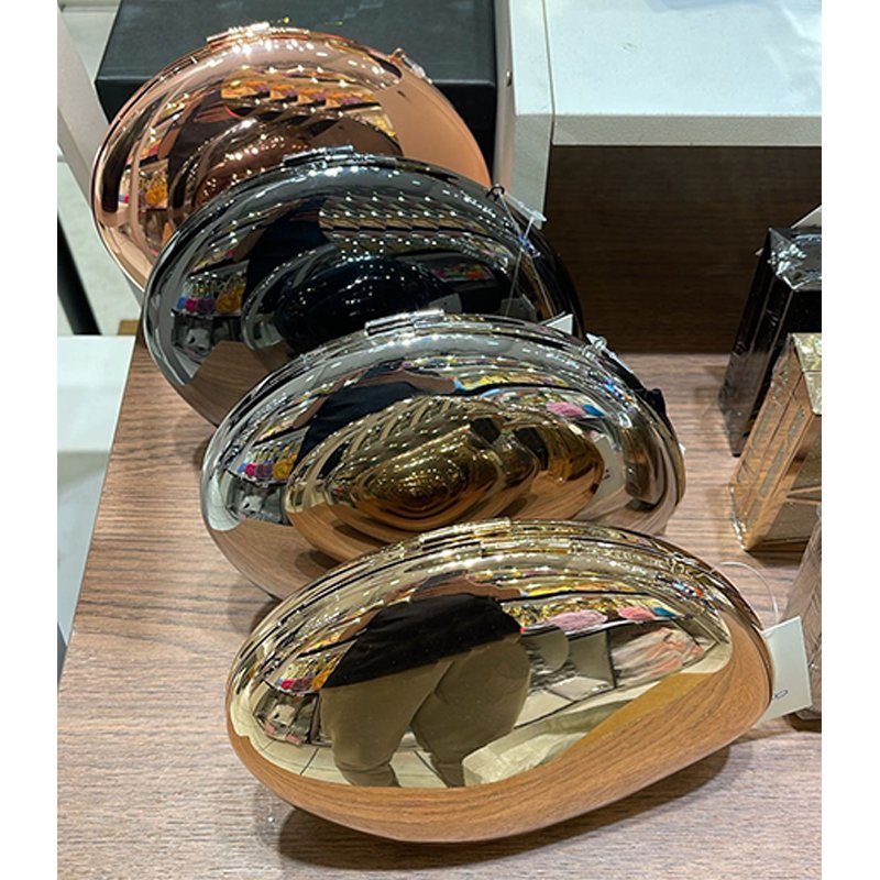 Acrylic Golden Chain Cross Party Clutch Bag Fashion Lady Metal Goose's egg Shaped Shiny Purse Wedding Party Evening Clutch