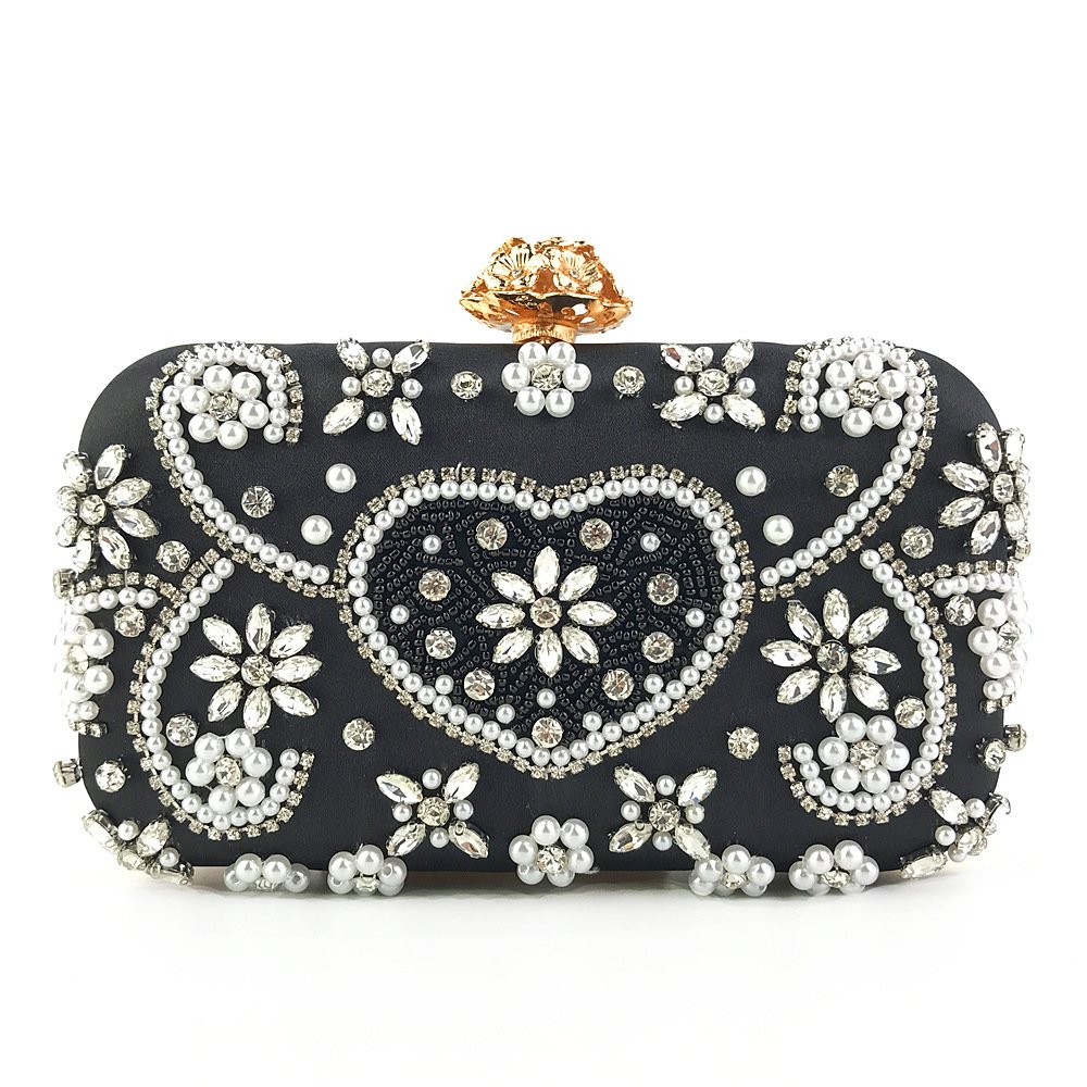 Wholesale Luxury Lady Diamond Flower Evening Bag Wristlets Wedding Party Bridal Clutch Purse Chain Shoulder Flower Evening Bags