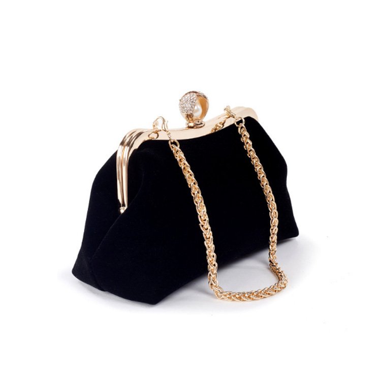 New arrival female velvet diamond pearl crystal flower design wedding party evening bag