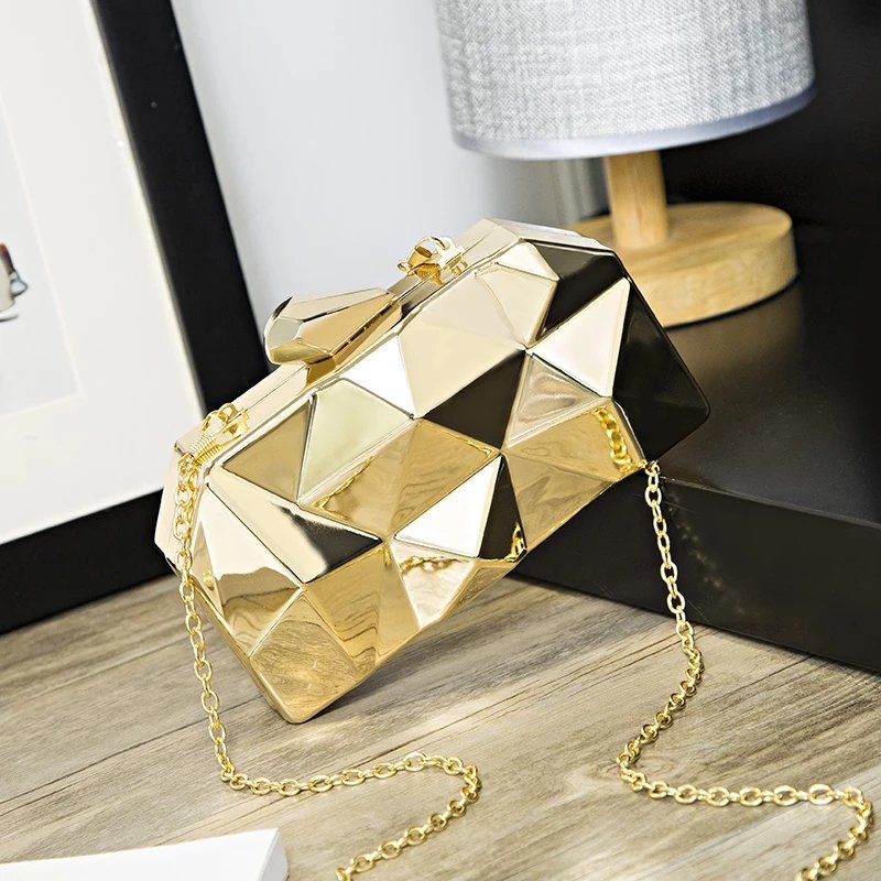 2021 Geometric Evening Bag Clutch bags Elegent Chain Women Handbag Party Shoulder Bag Acrylic Box