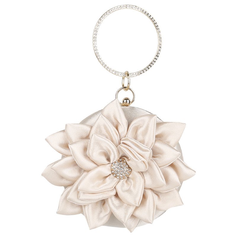 satin 3D flower clutch bag crystal evening bag shiny rhinestone 2022 luxury chain party banquet women handbags