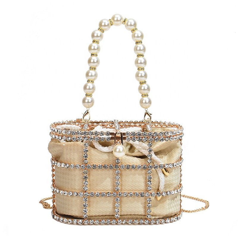 Metal Hand Bags Ladies Evening Bags Handbags Pearl Wedding Party Elegant Wedding Cage Bridal Purse Hand Bag For Women