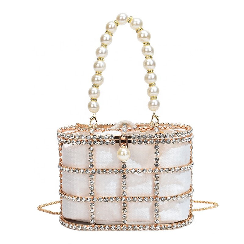 Metal Hand Bags Ladies Evening Bags Handbags Pearl Wedding Party Elegant Wedding Cage Bridal Purse Hand Bag For Women