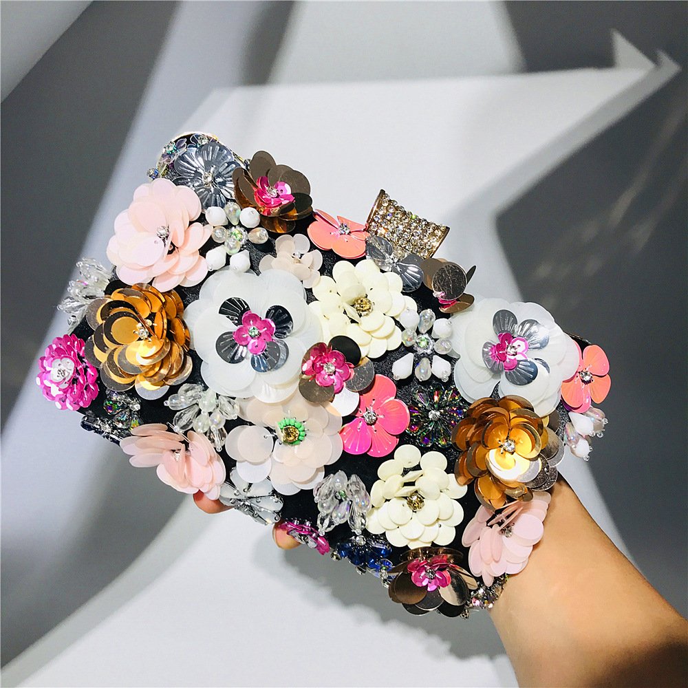 Luxury Lady Diamond Flower Evening Bag Wristlets Wedding Party Bridal Clutch Purse Chain Shoulder Flower Evening Bags