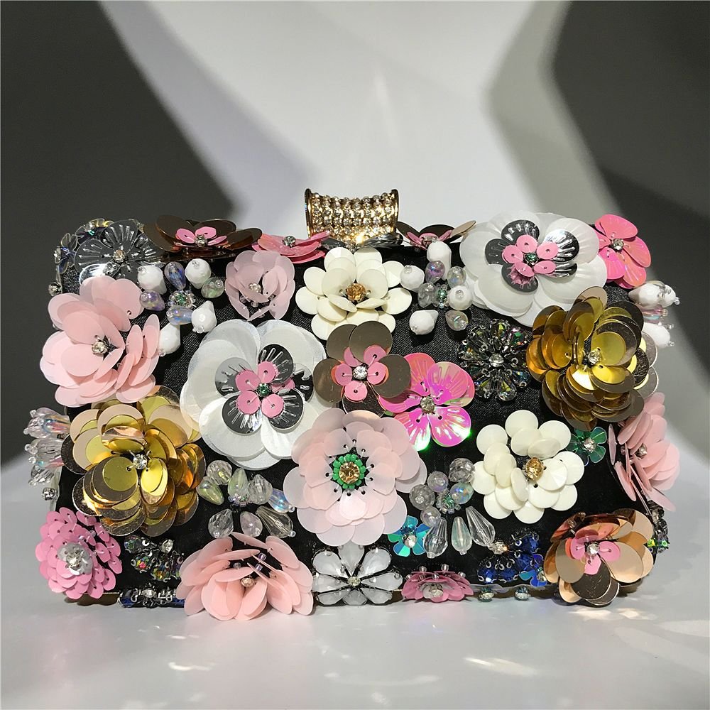 Luxury Lady Diamond Flower Evening Bag Wristlets Wedding Party Bridal Clutch Purse Chain Shoulder Flower Evening Bags