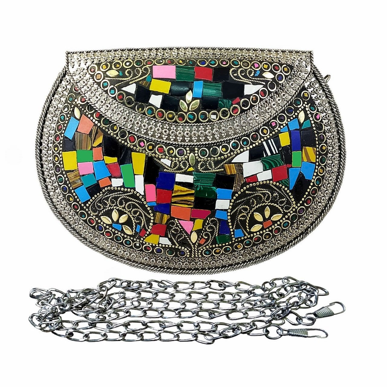 Mosaic Bag handmade with chips and metal Fashionable Women Handbag For Evening Parties at Wholesale Price