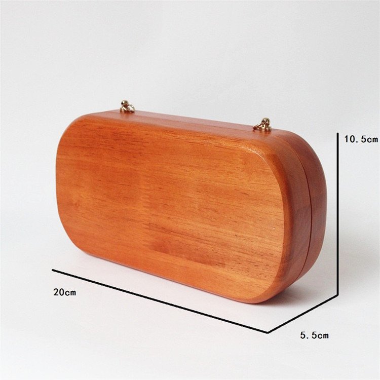 Handmade luxury wooden box custom women's clutches and handbags bag with cross body chain