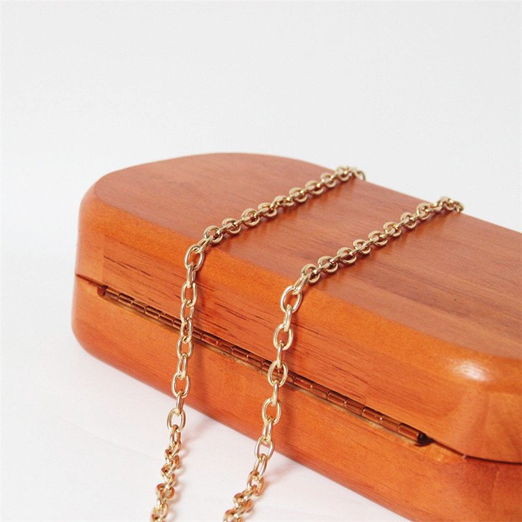 Handmade luxury wooden box custom women's clutches and handbags bag with cross body chain
