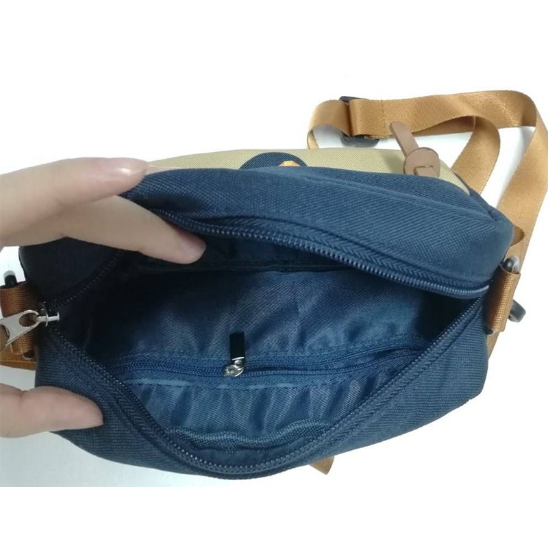 Custom logo vintage quality polyester travel outdoors PU leather zipper men's hip waist crossbody sling shoulder messenger bag