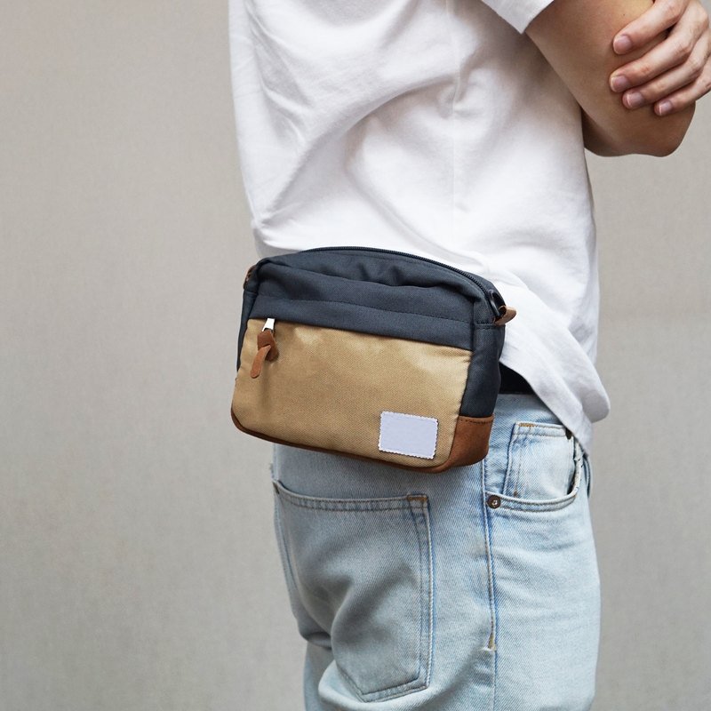 Custom logo vintage quality polyester travel outdoors PU leather zipper men's hip waist crossbody sling shoulder messenger bag