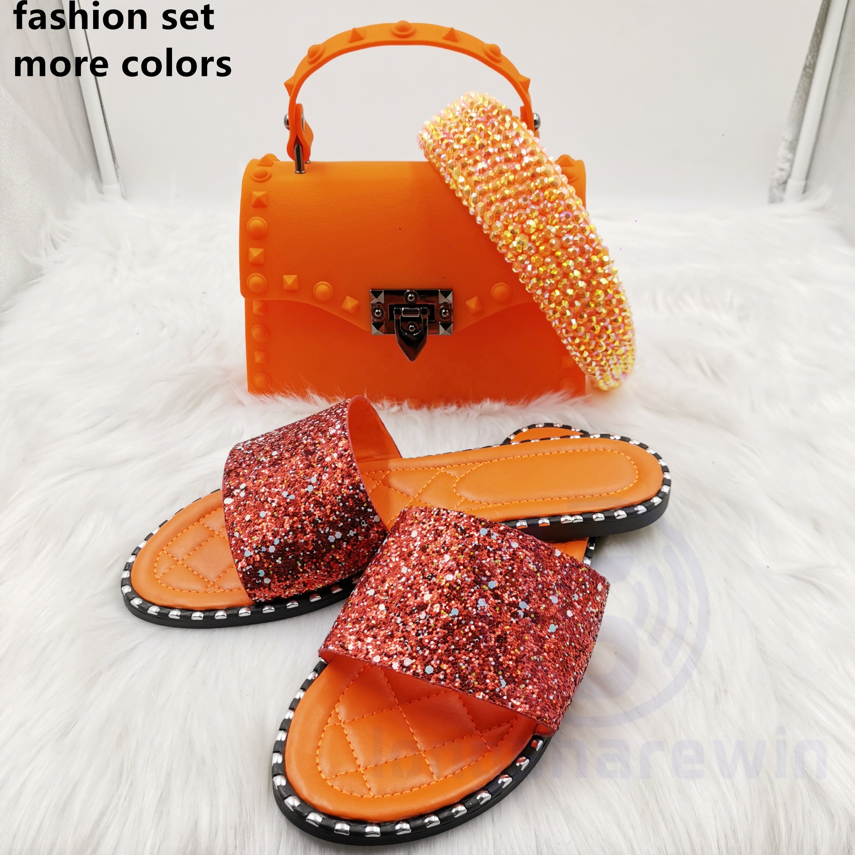High Quality Leather Shoulder Handbag 2022 New Fashion Cross-border PVC Bag slippers slides headband sunglasses set