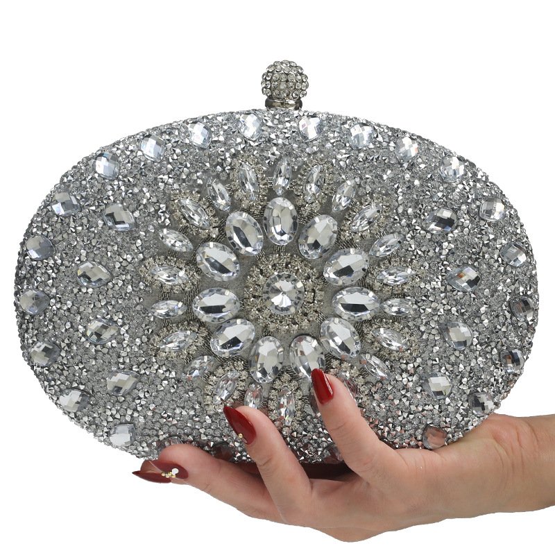 Elegant Sling Shoulder Bag Beautiful Sunflower Diamond Evening Bag Crystal Clutch Purse Expensive Women's Handbags
