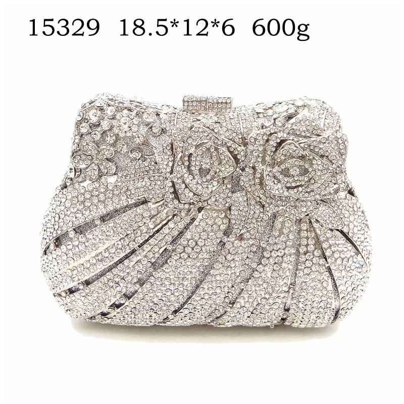 Wholesale Luxury Golden Color Rhinestone Handmade Bag Bridal Crystal Clutch Evening Bags for Women Wedding Party