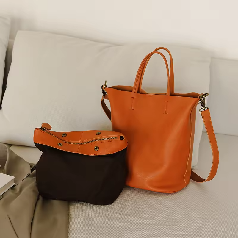2024 NEW Laptop Extra Large Leather Thick Tote Bag for Women High Quality Classy Top Grain Leather Shoulder Handbags for Ladies