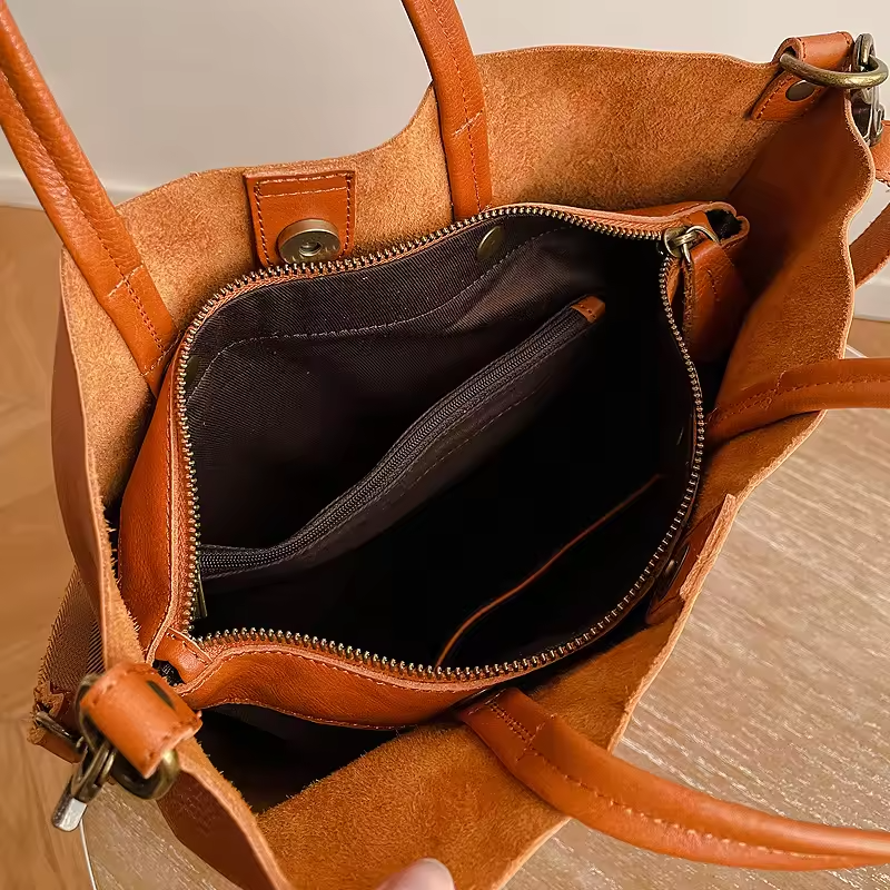 2024 NEW Laptop Extra Large Leather Thick Tote Bag for Women High Quality Classy Top Grain Leather Shoulder Handbags for Ladies