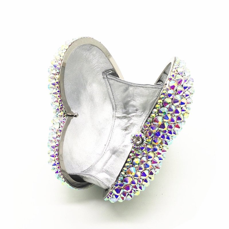 Luxury Heart Shape Crystal Women Clutch Bag Rhinestone Evening Bag Party Purse from Factory Wholesale