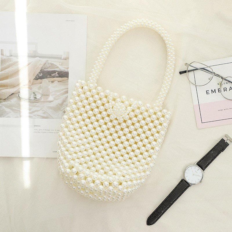 2021 New Style Womens Lady White Pearl Dinner Party Handbag Bridal Purse Bags Wedding Clutch Evening Bags