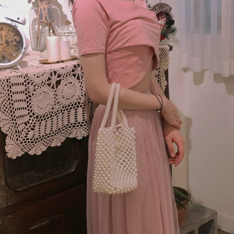 2021 New Style Womens Lady White Pearl Dinner Party Handbag Bridal Purse Bags Wedding Clutch Evening Bags