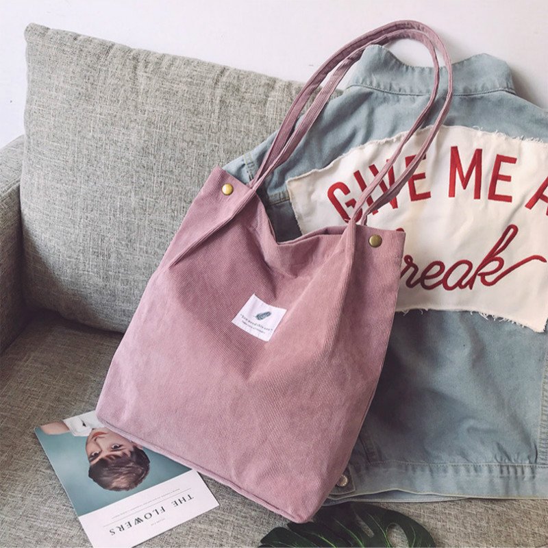 Sac a main tendance 2021 corduroy women shoulder reusable shopping casual lady tote hand bag female handbag