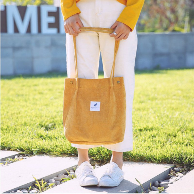 Sac a main tendance 2021 corduroy women shoulder reusable shopping casual lady tote hand bag female handbag