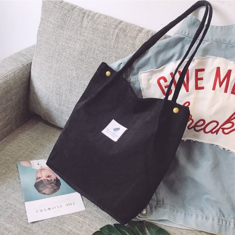 Sac a main tendance 2021 corduroy women shoulder reusable shopping casual lady tote hand bag female handbag