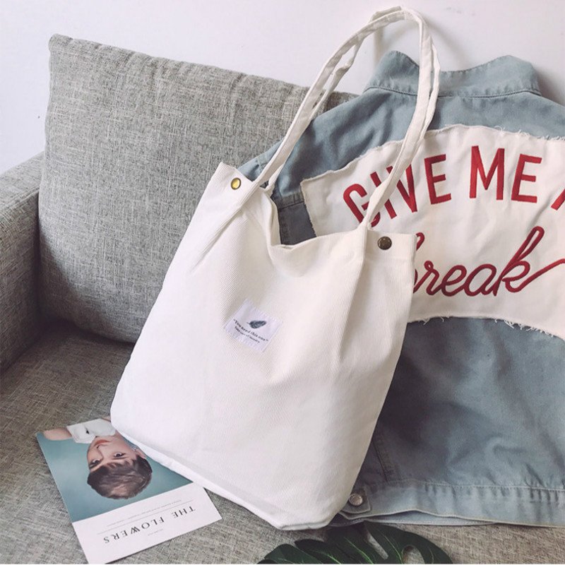Sac a main tendance 2021 corduroy women shoulder reusable shopping casual lady tote hand bag female handbag
