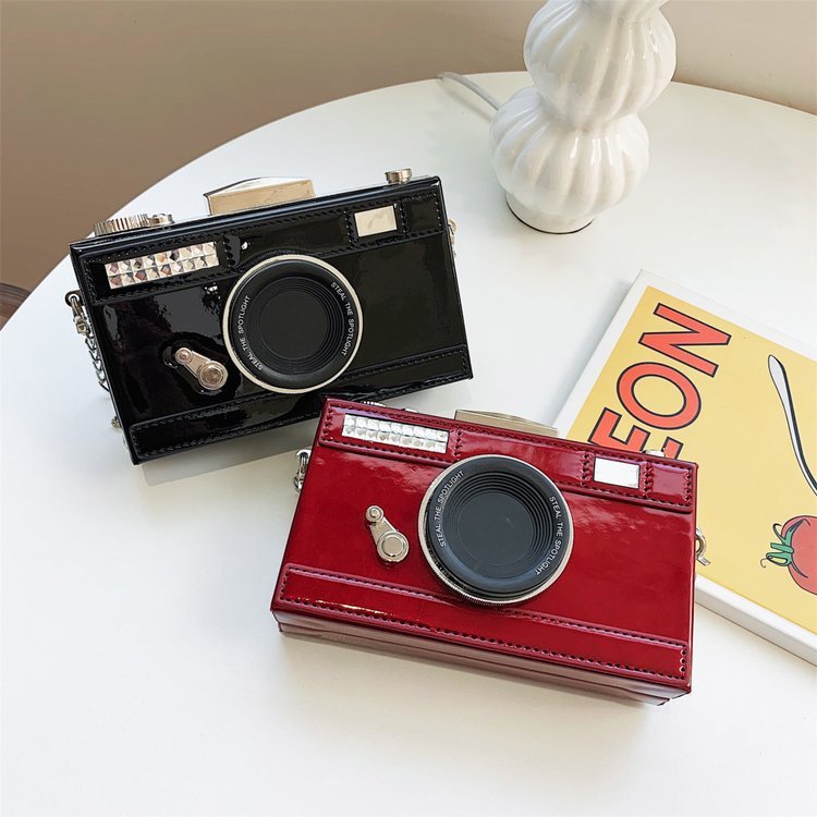 Wish Mirror Leather Woman Handbag Metal Frame Camera Removable Chains Strap Buckle Evening Small Messenger Cross Body Clutch Bag