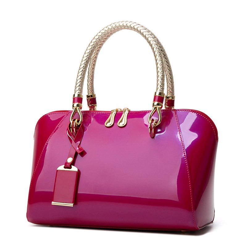 Wholesale Black Evening Bags Hand Ladies Luxury New Design ,Navy Blue Glossy Pu Leather Hand Bag For Women