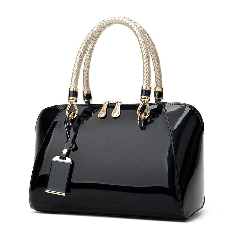Wholesale Black Evening Bags Hand Ladies Luxury New Design ,Navy Blue Glossy Pu Leather Hand Bag For Women