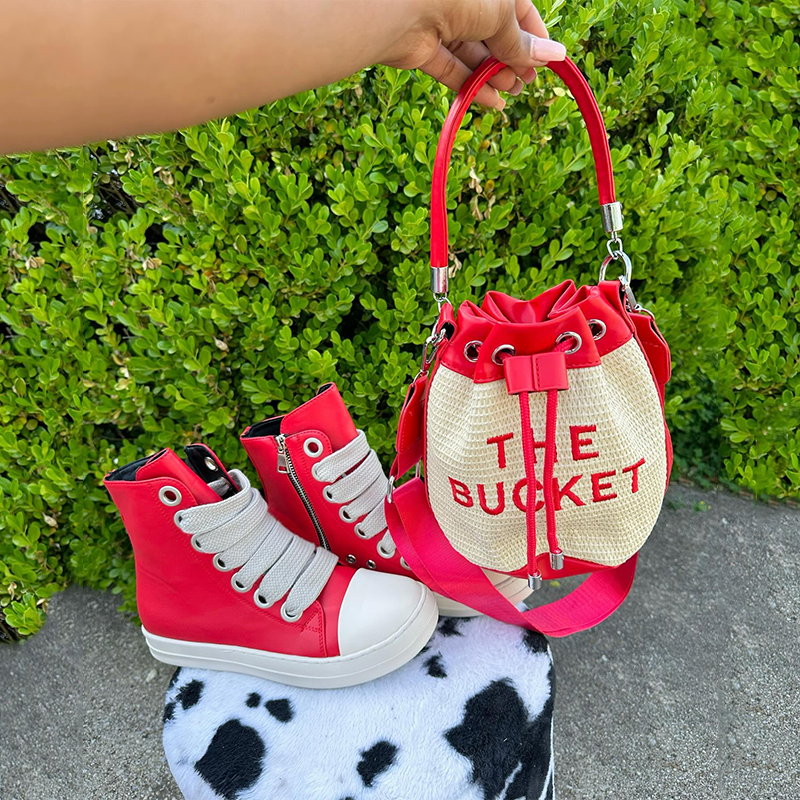 Latest Evening Bags Trendy Brand Designer Woven Bucket Bags With Removable Shoulder Strap For Women Handbags And Purse