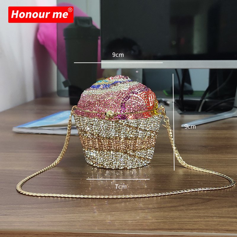 Mini girls shoulder bag cake high level rhinestone colorful diamond purse shiny clutch luxury handbags for women