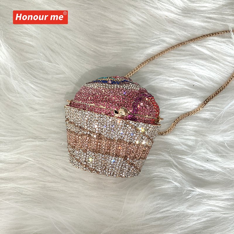 Mini girls shoulder bag cake high level rhinestone colorful diamond purse shiny clutch luxury handbags for women