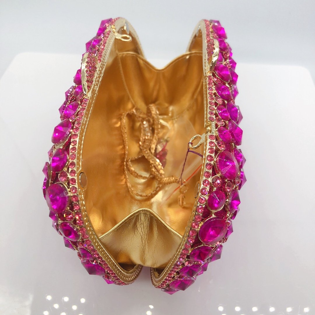 new elegant hot pink diamond evening bag crystal clutch bling rhinestone handbag for women sparkling luxury purse handbag ladies