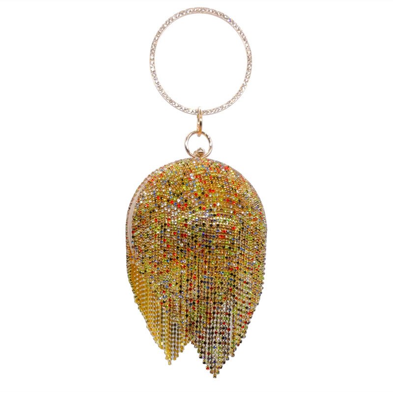 Customize Diamonds Rhinestone Round Ball Evening Bags Luxury Women Crystal Tassels Clutch bags Wedding Purses For Girls