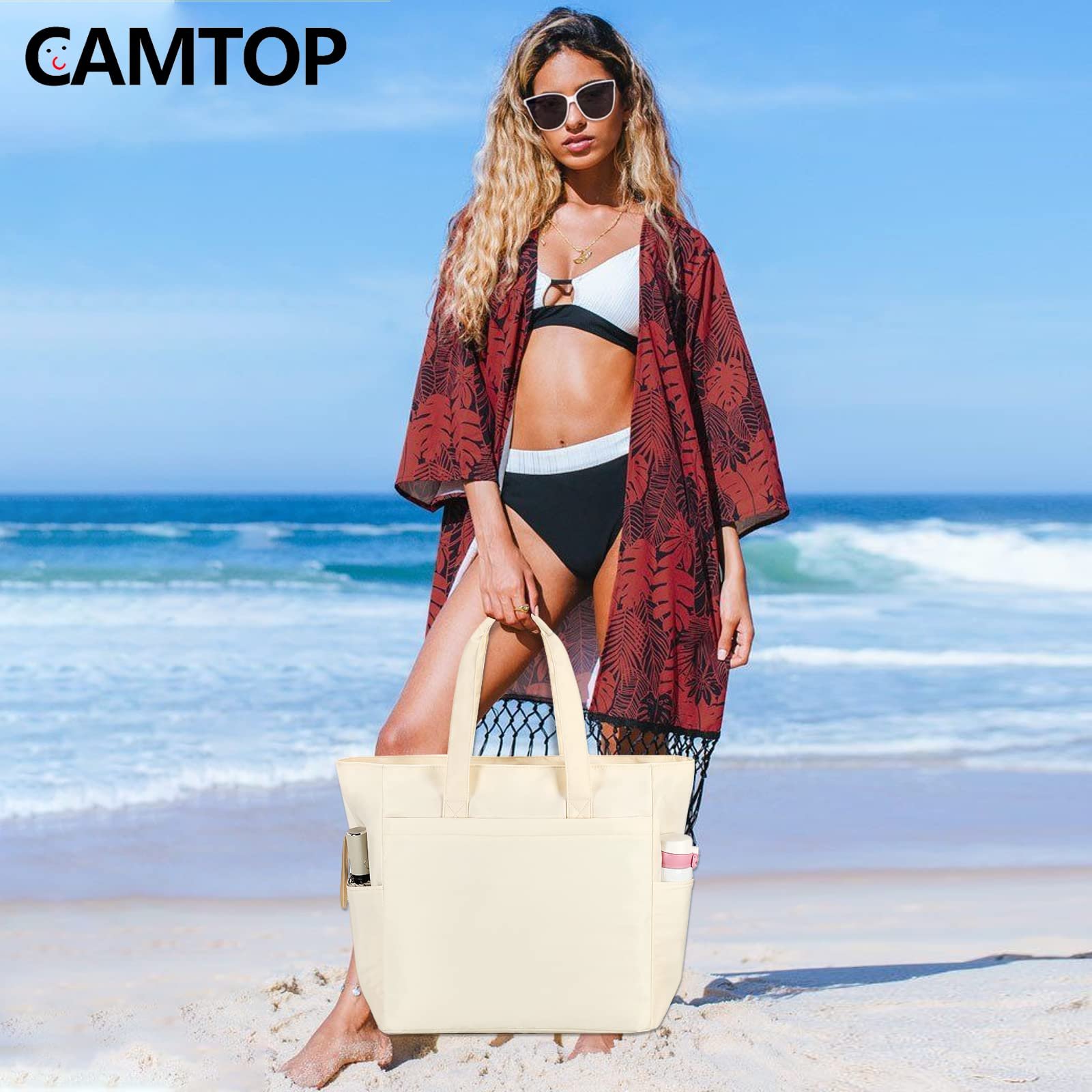 Customized wholesale beach tote bags with large capacity and foldable beach bags