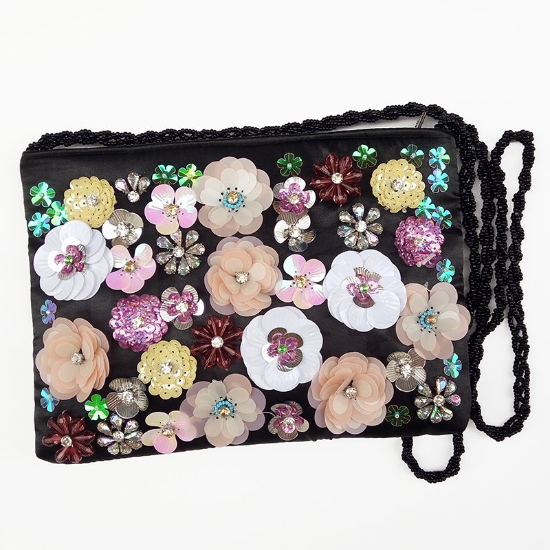 Hand make full flower women luxury bling party purse fashion ladies floral crystal beaded clutch evening bag ladies
