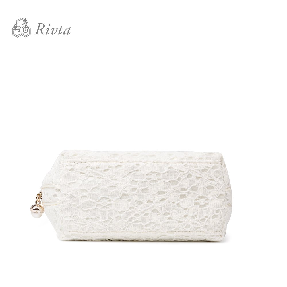 High quality makeup gift bag wholesale white lady lace evening clutch bag with pearl zipper
